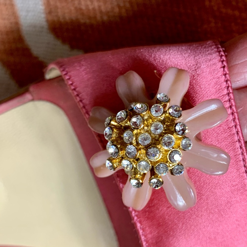 SOLD Jimmy Choo pink crystal flower slides - Picture 6 of 12